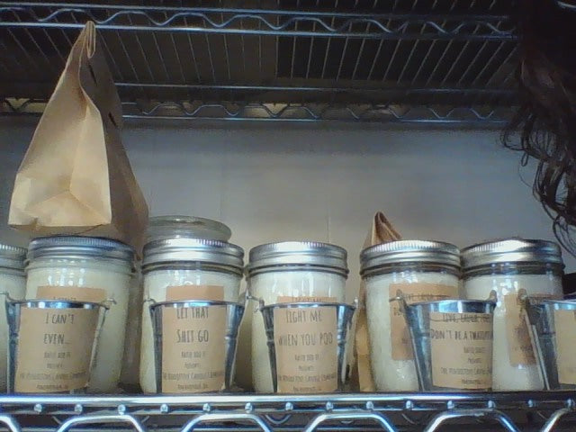 All Natural Soy wood wick Candle 8oz.  mason jar- Namaste Bitches